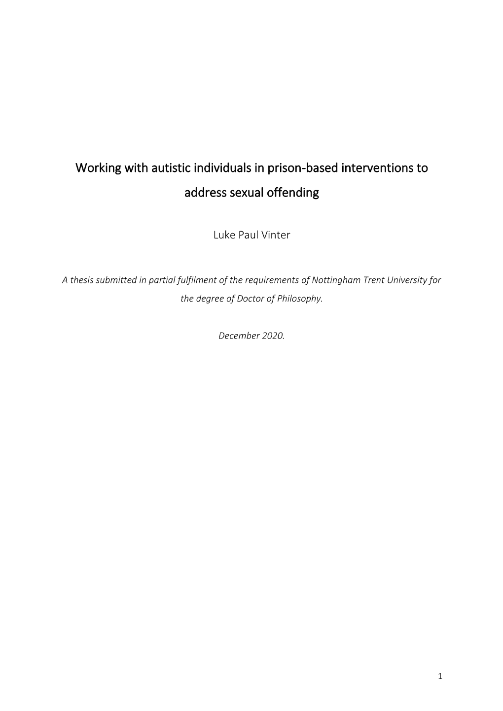 Working with Autistic Individuals in Prison-Based Interventions to Address Sexual Offending