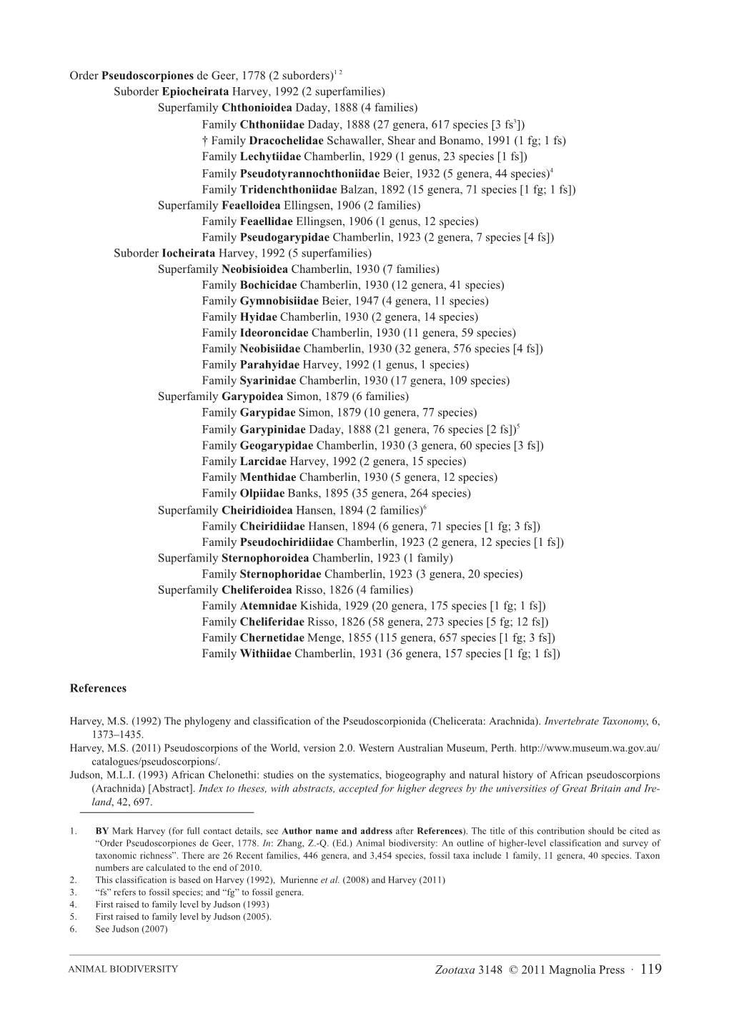 Animal Biodiversity: an Outline of Higher-Level Classification and Survey of Taxonomic Richness”