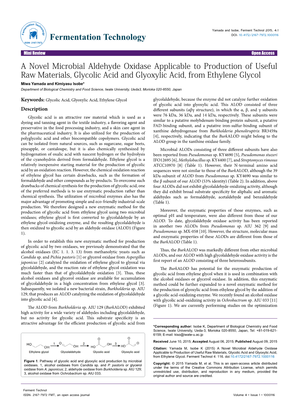 A Novel Microbial Aldehyde Oxidase Applicable to Production of Useful