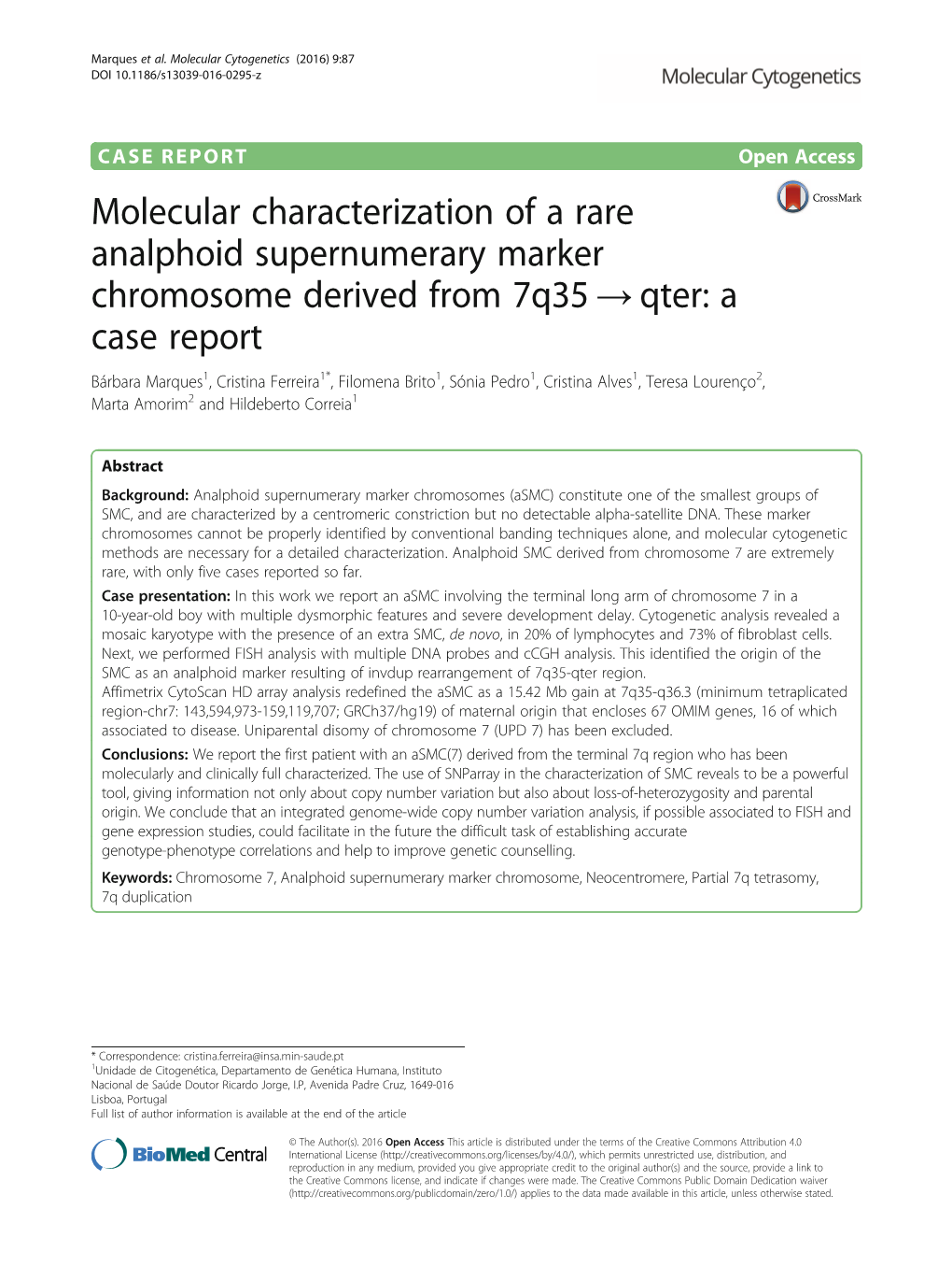 Molecular Characterization of a Rare Analphoid Supernumerary Marker