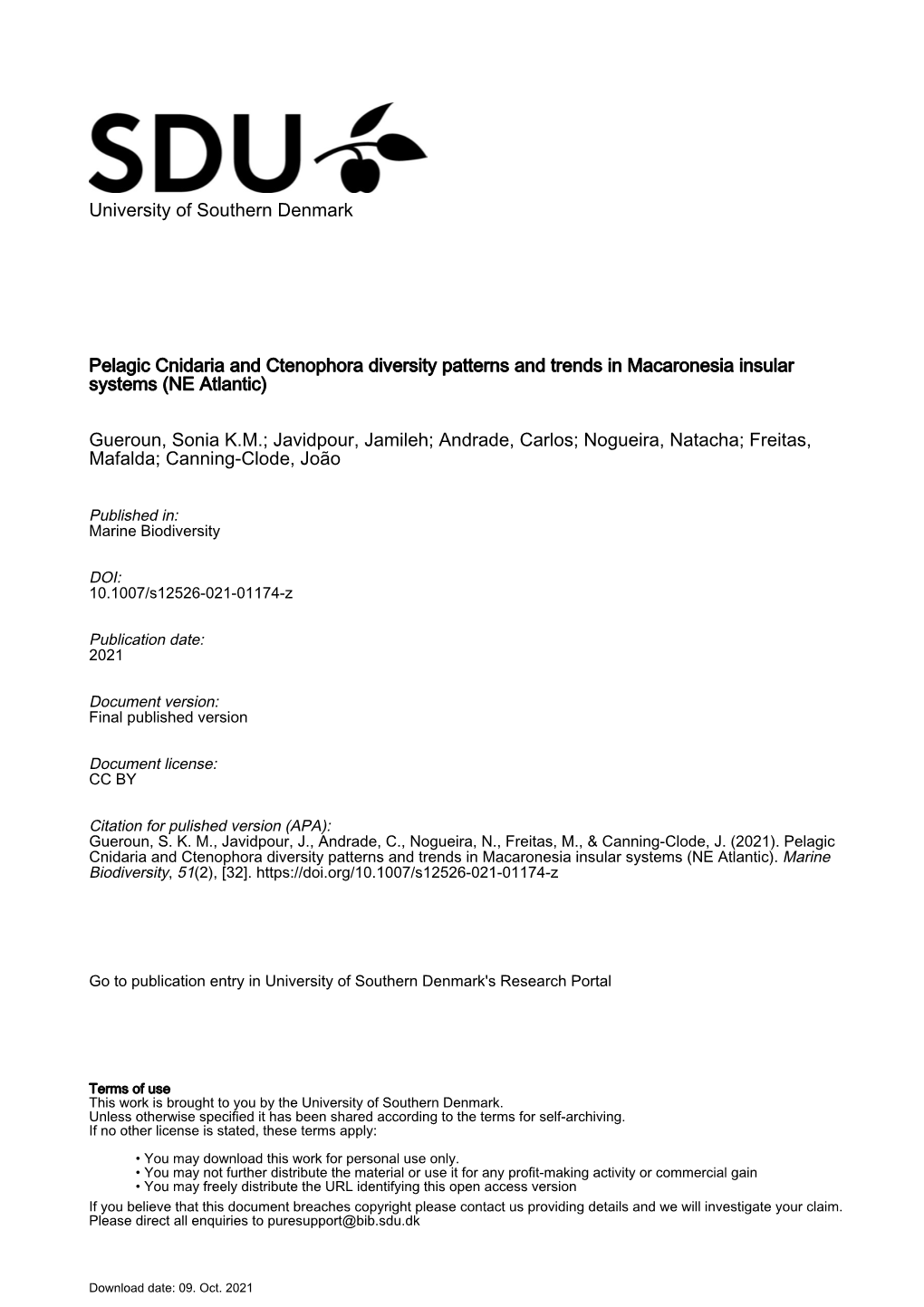 Pelagic Cnidaria and Ctenophora Diversity Patterns and Trends in Macaronesia Insular Systems (NE Atlantic)