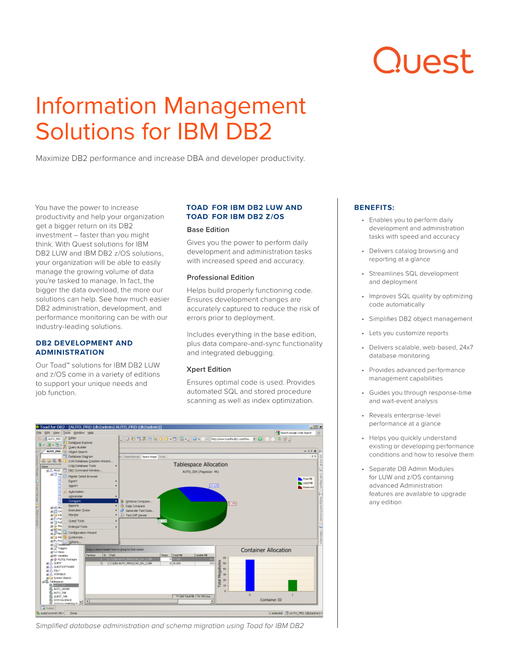 Information Management Solutions for IBM DB2 Maximize DB2 Performance and Increase DBA and Developer Productivity