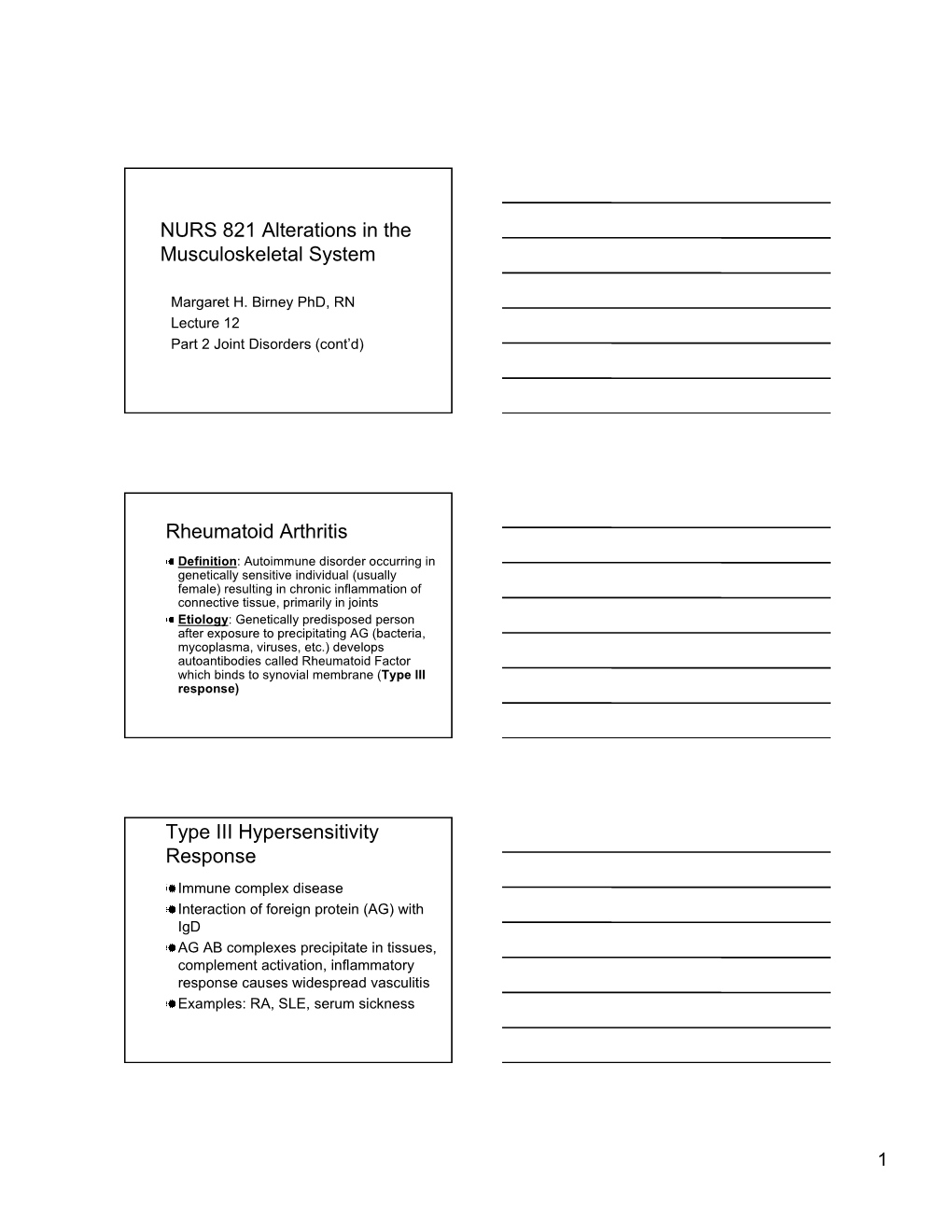 NURS 821 Alterations in the Musculoskeletal System