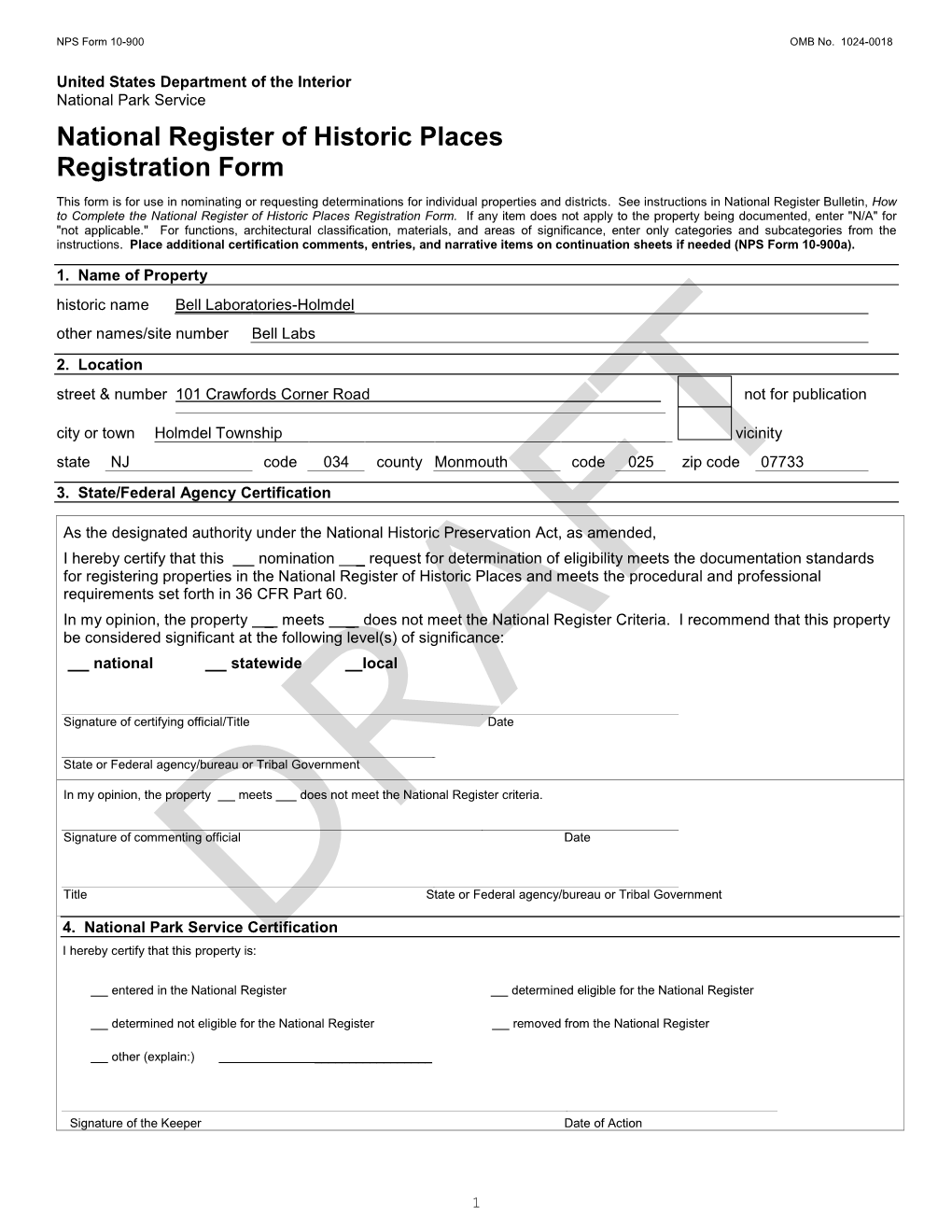 National Register of Historic Places Registration Form