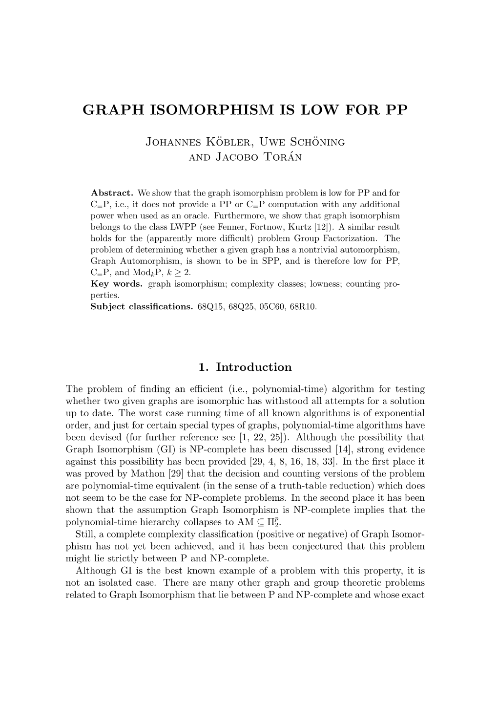 Graph Isomorphism Is Low for Pp