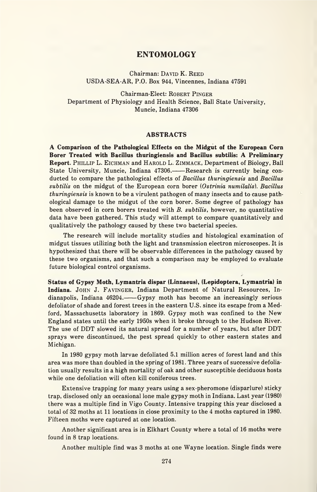 Proceedings of the Indiana Academy of Science