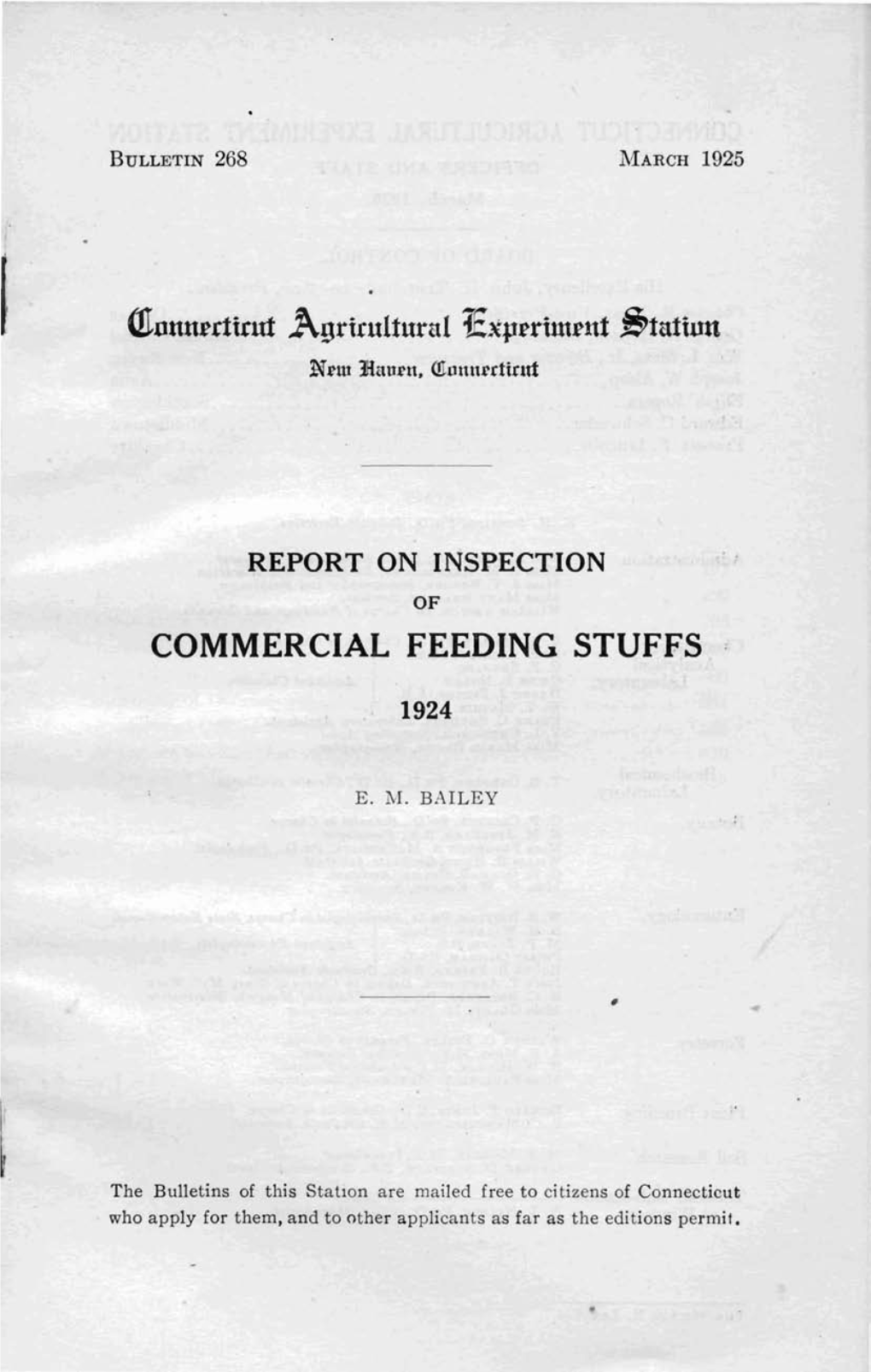 Report on Inspection of Commercial Feeding Stuffs 1924