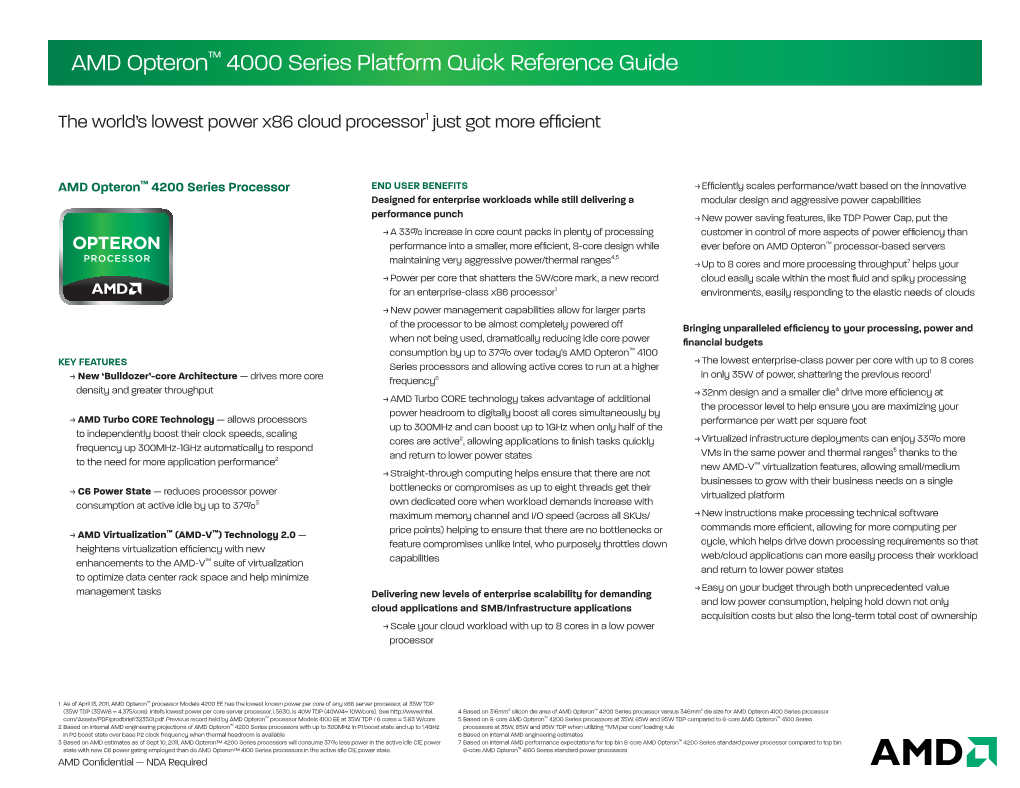 AMD Opteron™ 4000 Series Platform Quick Reference Guide