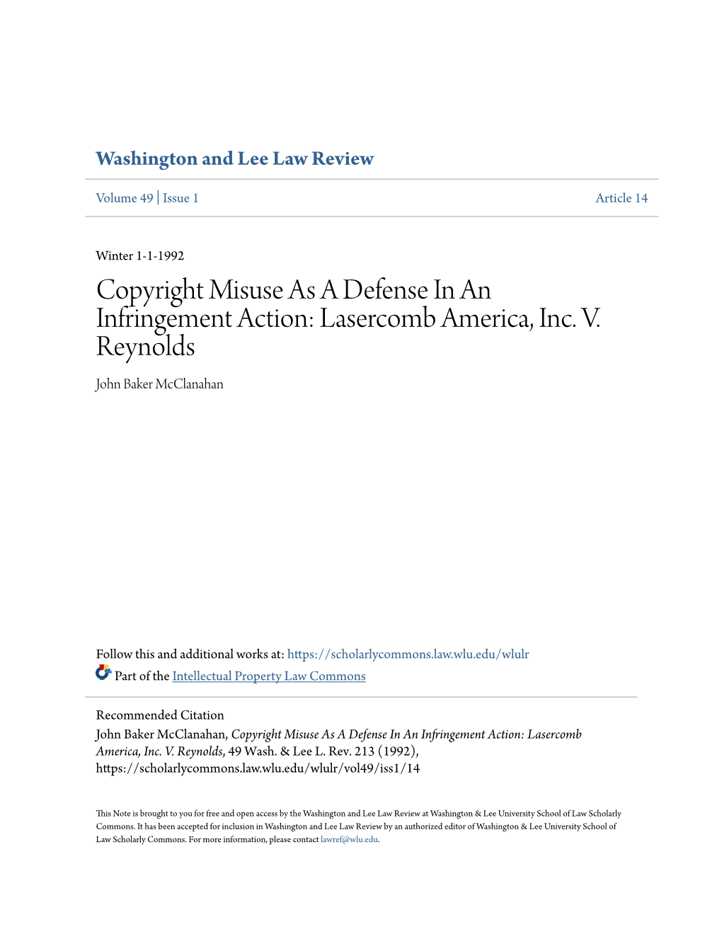 Lasercomb America, Inc. V. Reynolds John Baker Mcclanahan