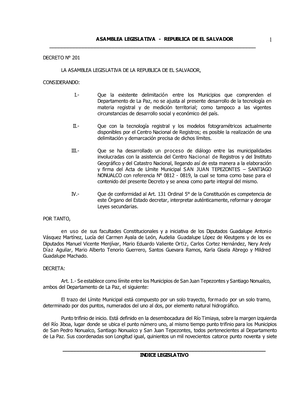 Asamblea Legislativa - Republica De El Salvador 1 ______