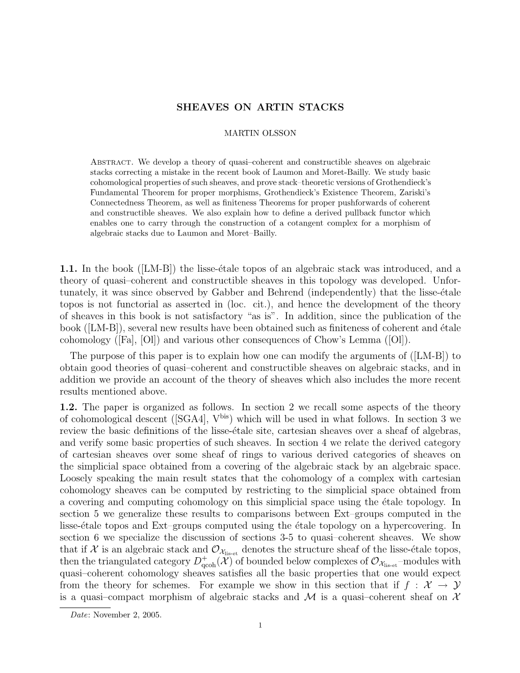 SHEAVES on ARTIN STACKS 1.1. in the Book ([LM-B])