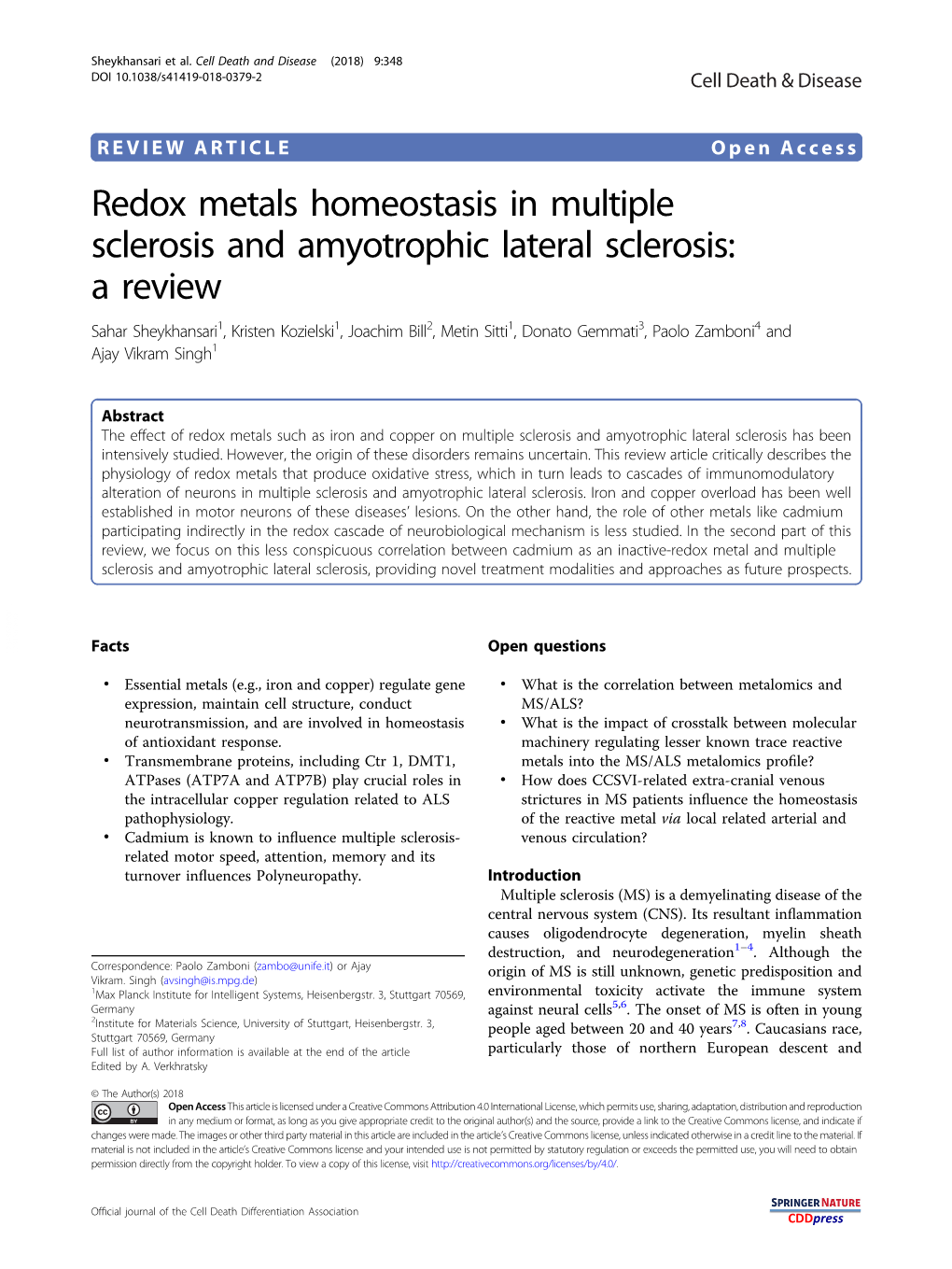 Redox Metals Homeostasis in Multiple Sclerosis and Amyotrophic Lateral