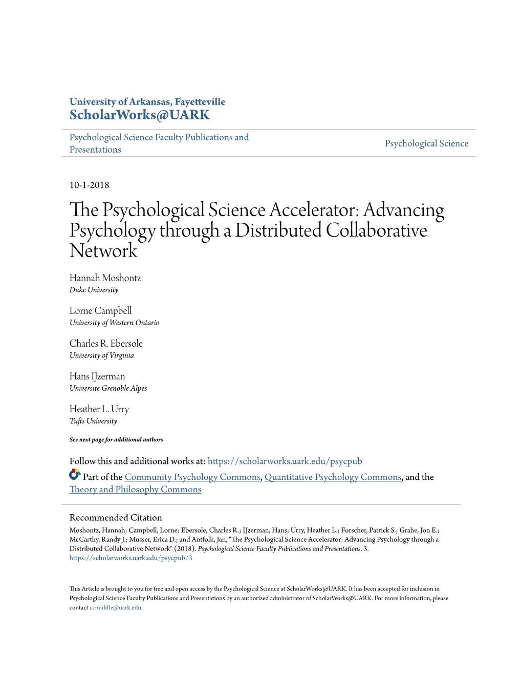 The Psychological Science Accelerator 1