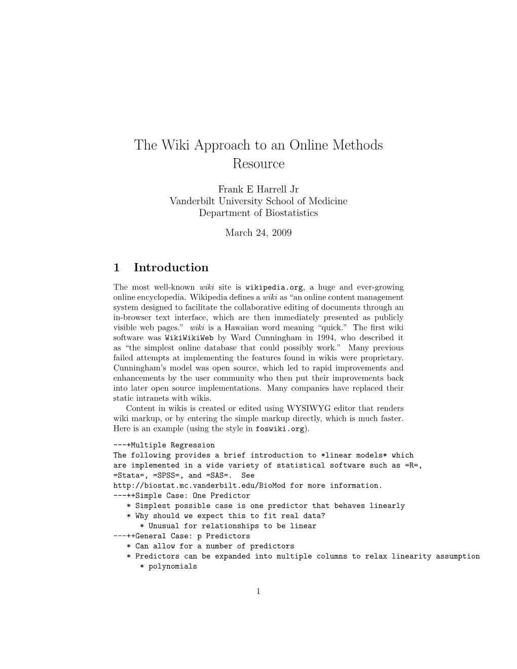 The Wiki Approach to an Online Methods Resource