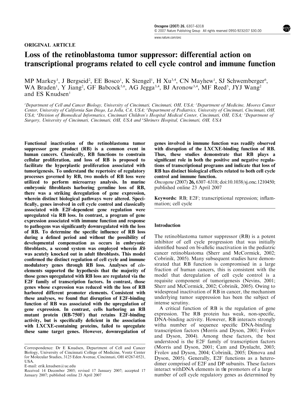 Differential Action on Transcriptional Programs Related to Cell Cycle Control and Immune Function