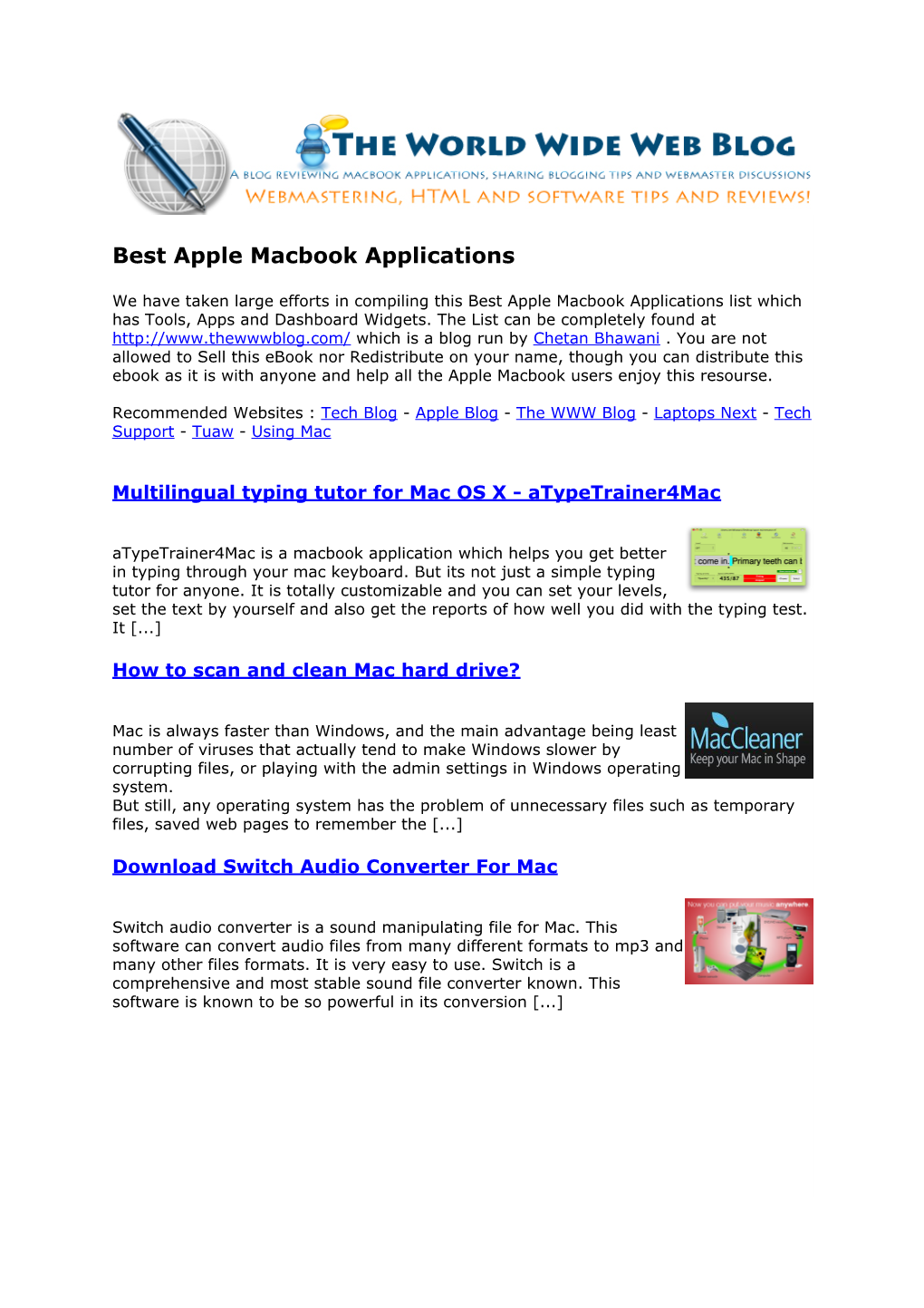 Apple Macbook Applications