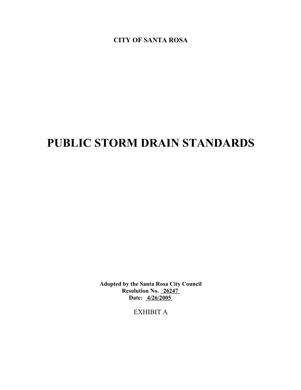 Public Storm Drain Standards