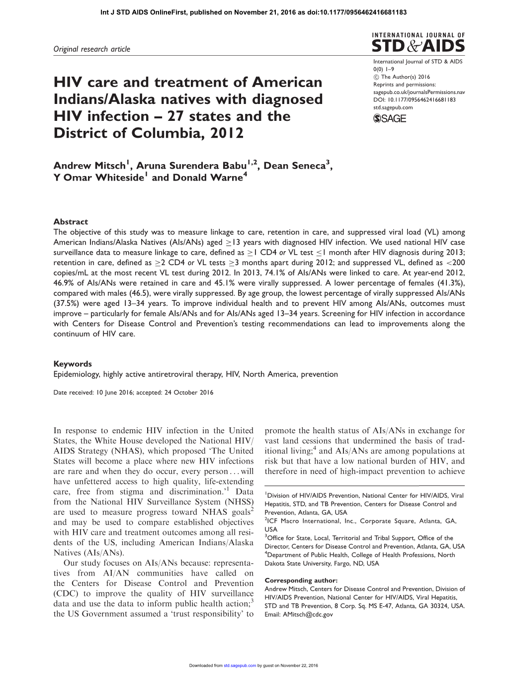 HIV Care and Treatment of American Indians/Alaska Natives With