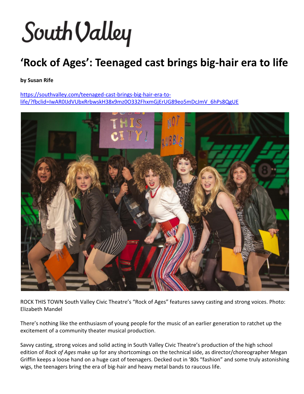 'Rock of Ages': Teenaged Cast Brings Big-Hair Era to Life