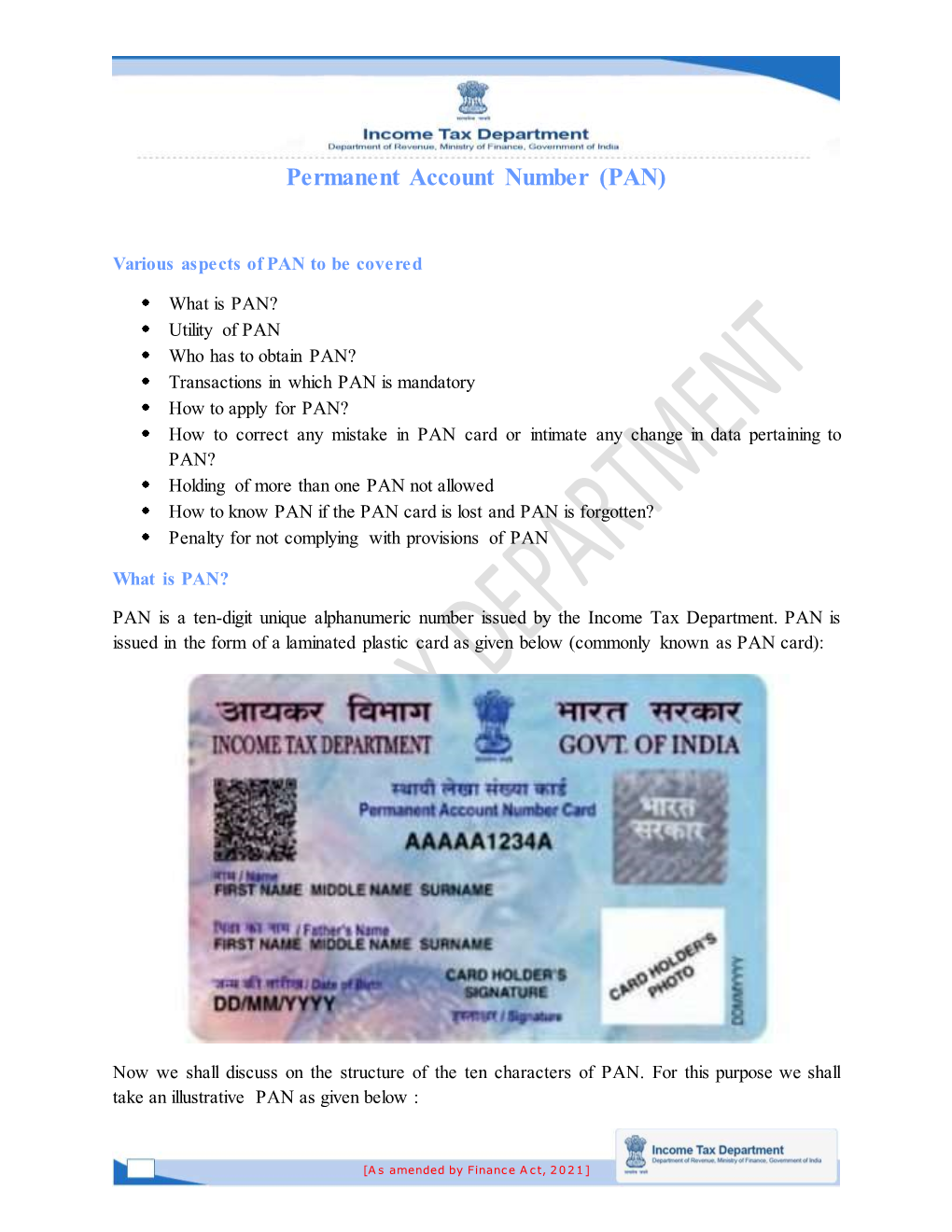 Permanent Account Number (PAN)