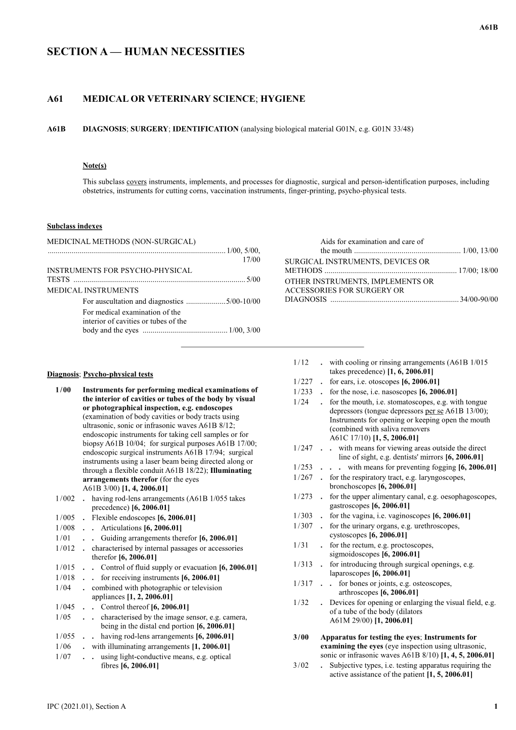 Section a — Human Necessities