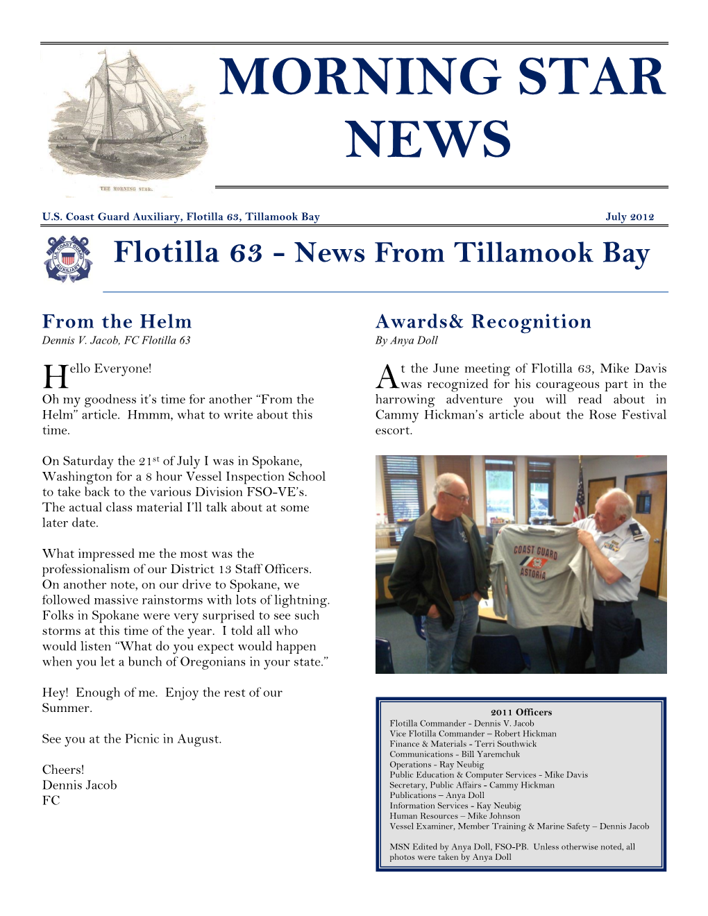 Flotilla 63, Tillamook Bay July 2012 Flotilla 63 - News from Tillamook Bay