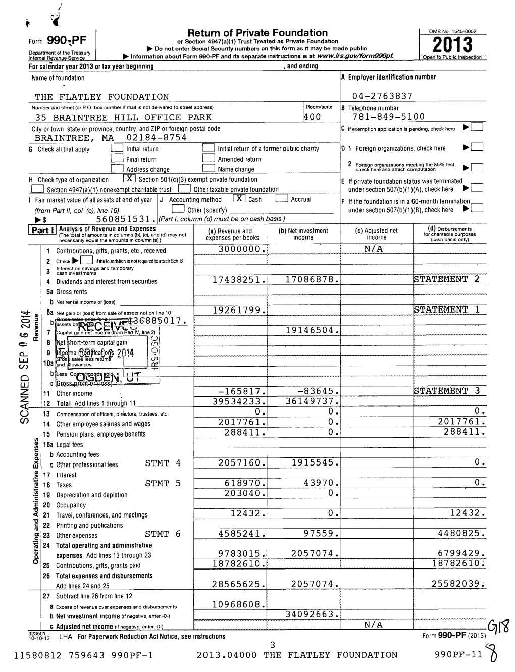 Flatley Foundation 990Pf-11 I P F 4