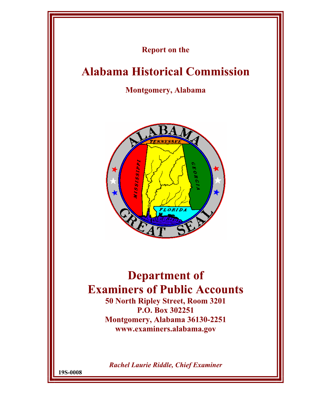 Alabama Historical Commission Department of Examiners of Public