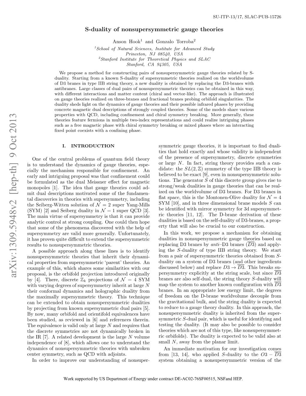 Arxiv:1309.5948V2 [Hep-Th] 9 Oct 2013 by [4]