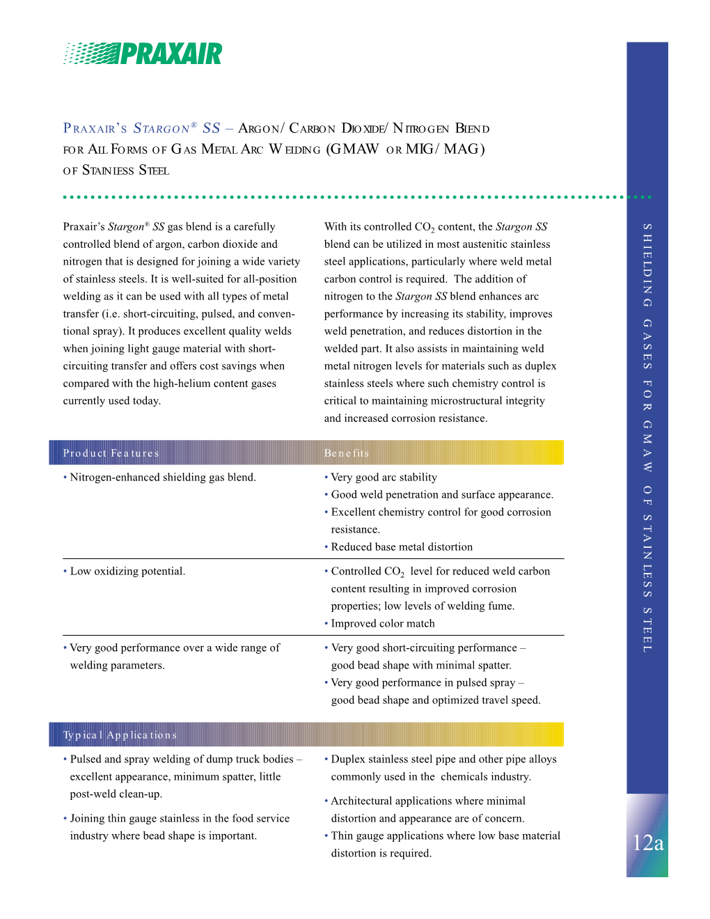 STARGON SS Argon Carbon Dioxide Nitrogen Blend Spec Sheet SS P8785