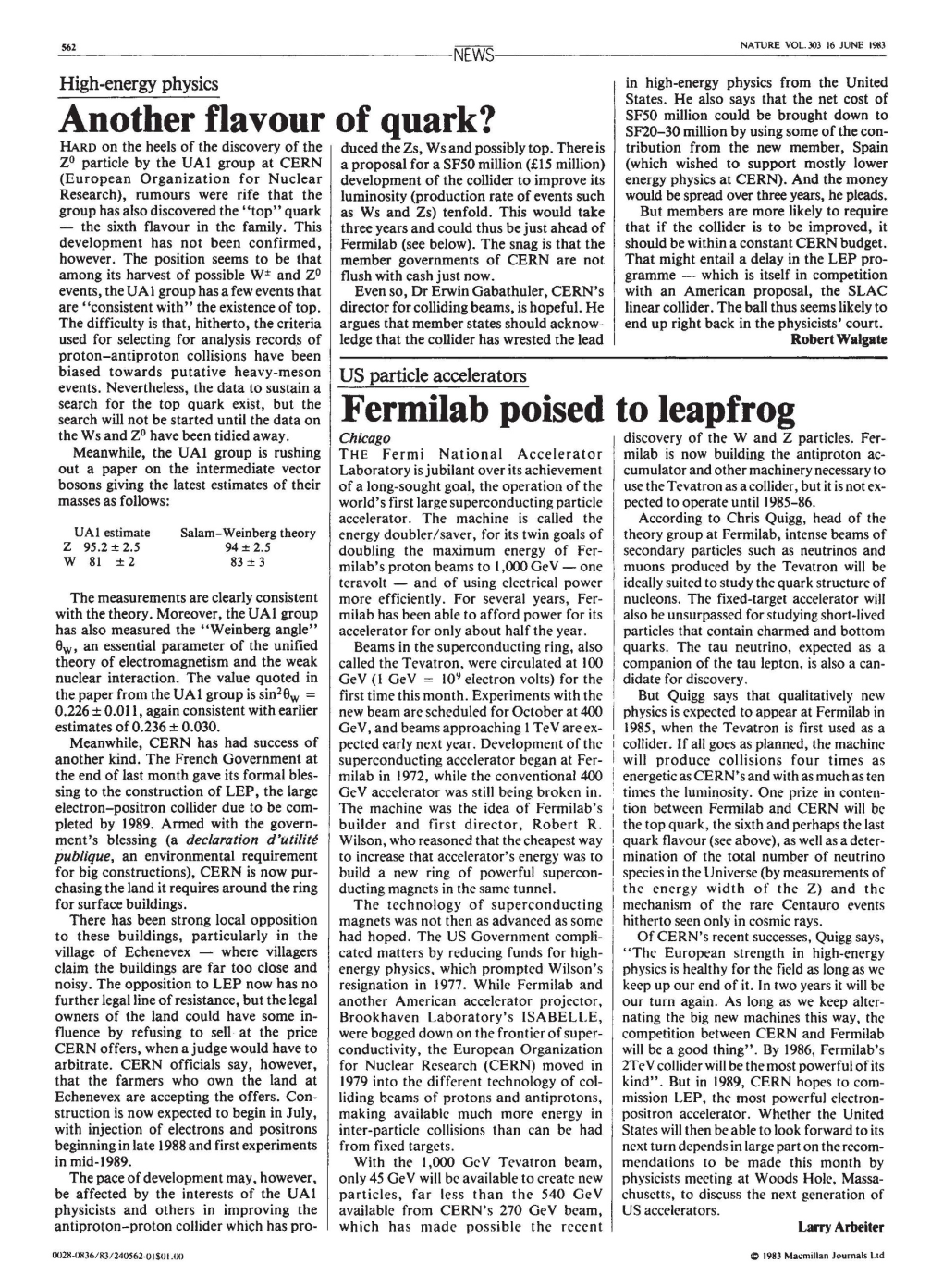 Fermilab Poised to Leapfrog Thews and Zo Have Been Tidied Away