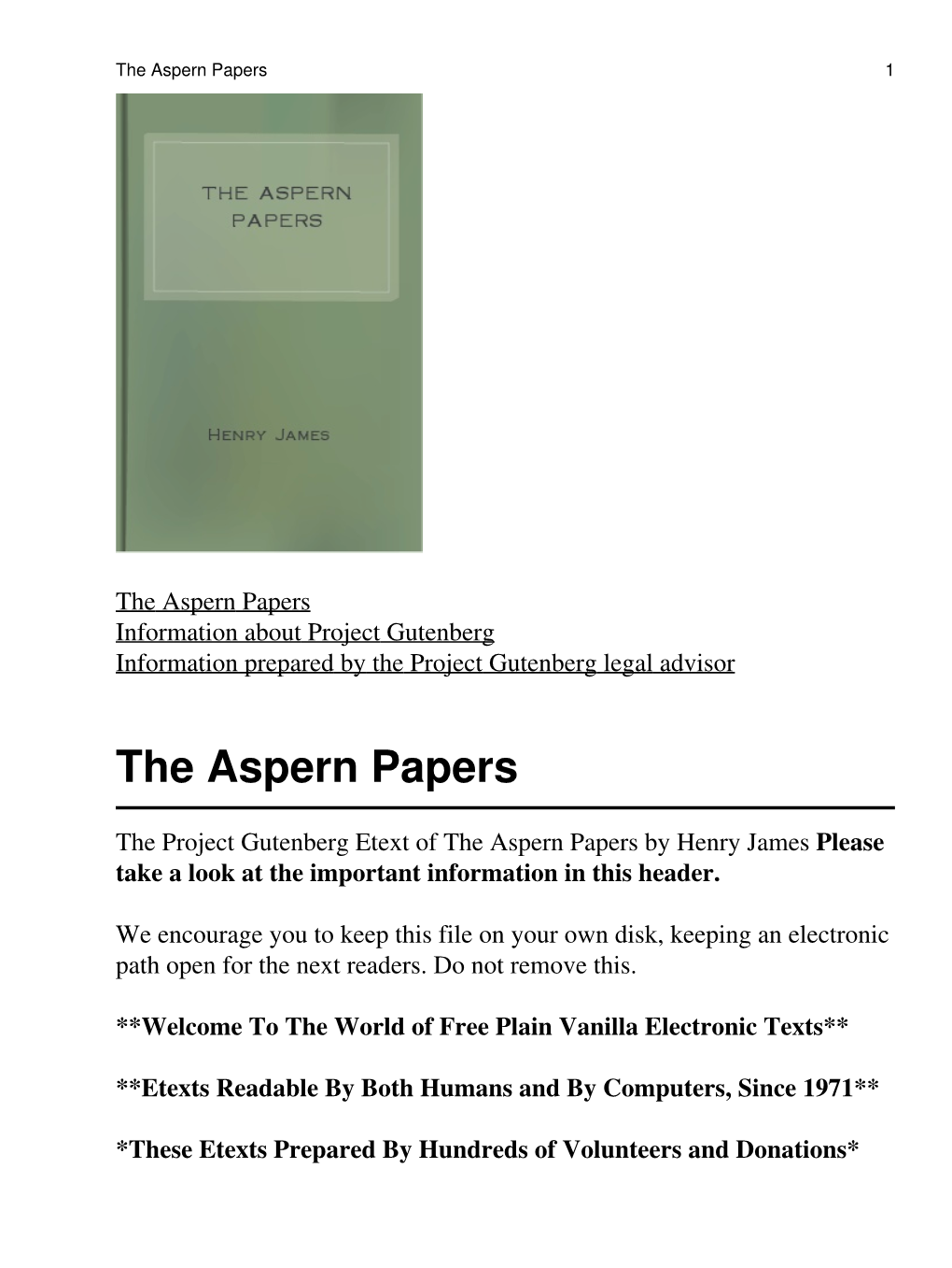 The Aspern Papers 1