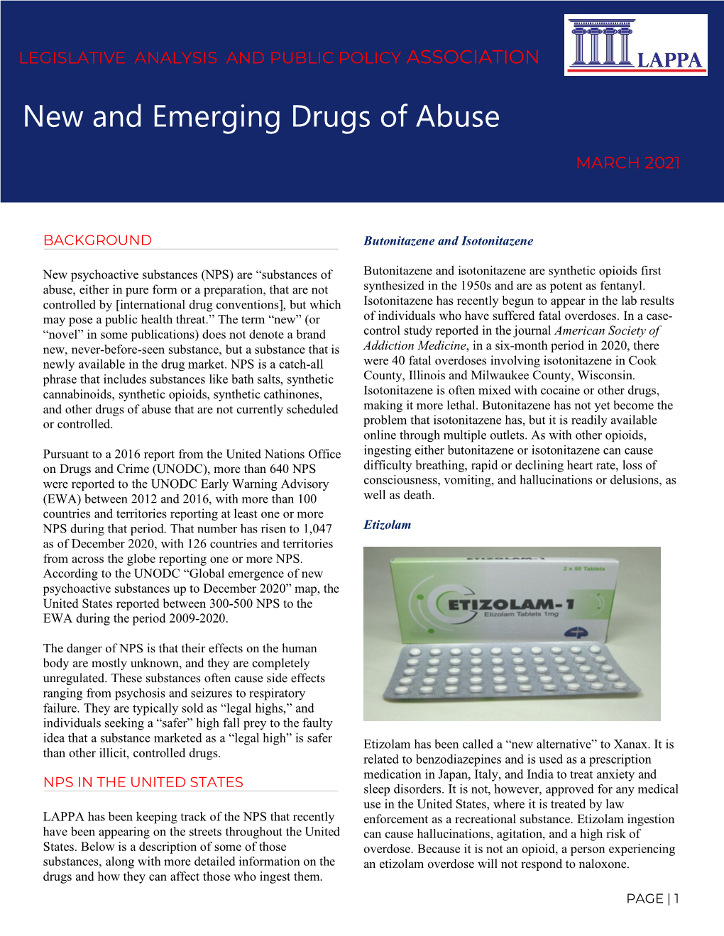 New and Emerging Drugs of Abuse Fact Sheet