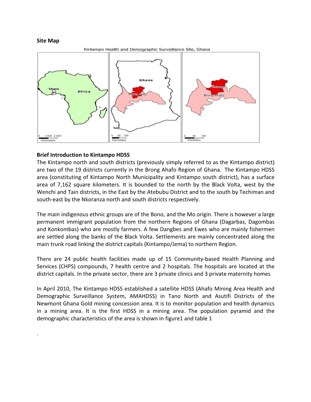 Site Map Brief Introduction to Kintampo