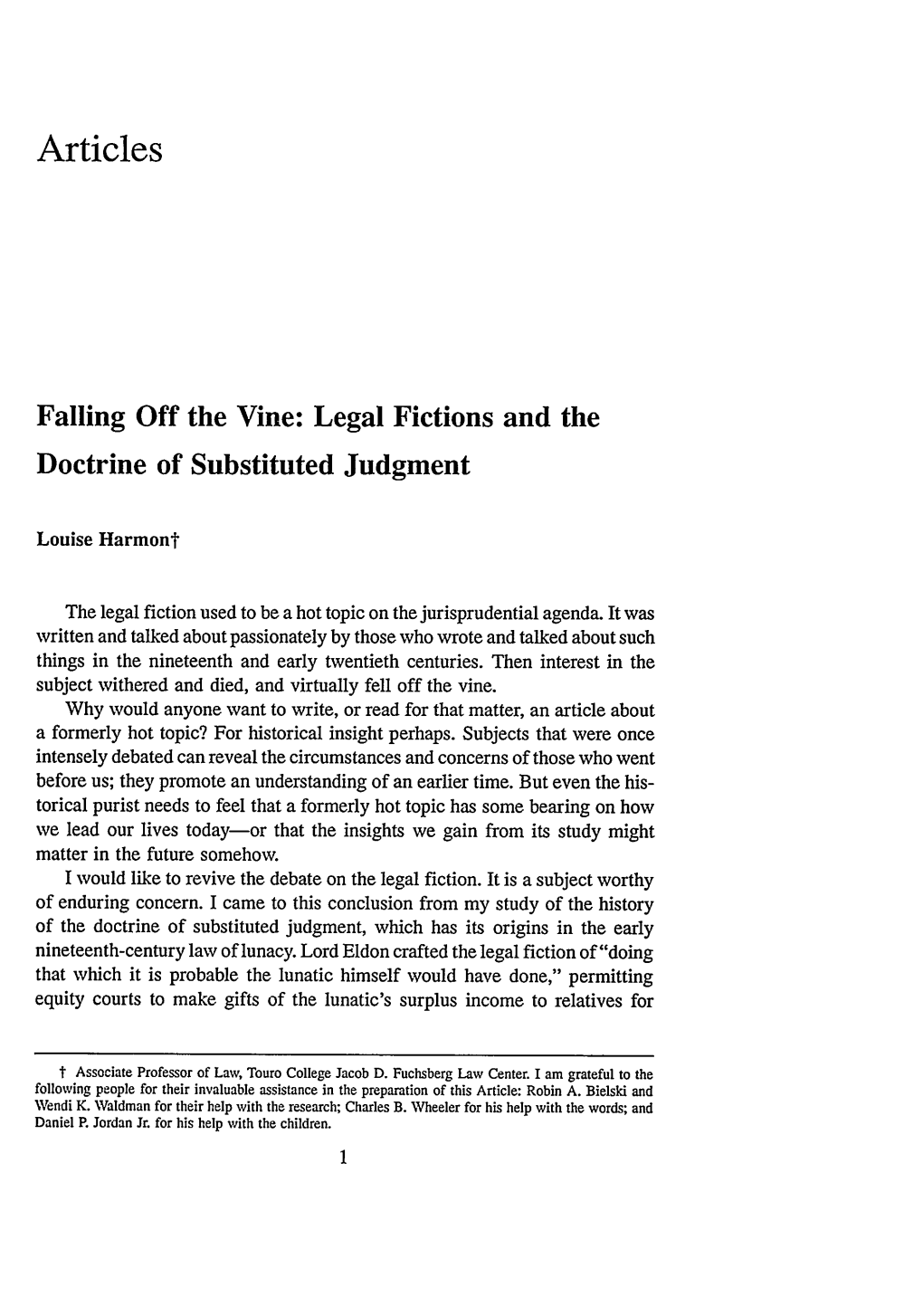 Falling Off the Vine: Legal Fictions and the Doctrine of Substituted Judgment