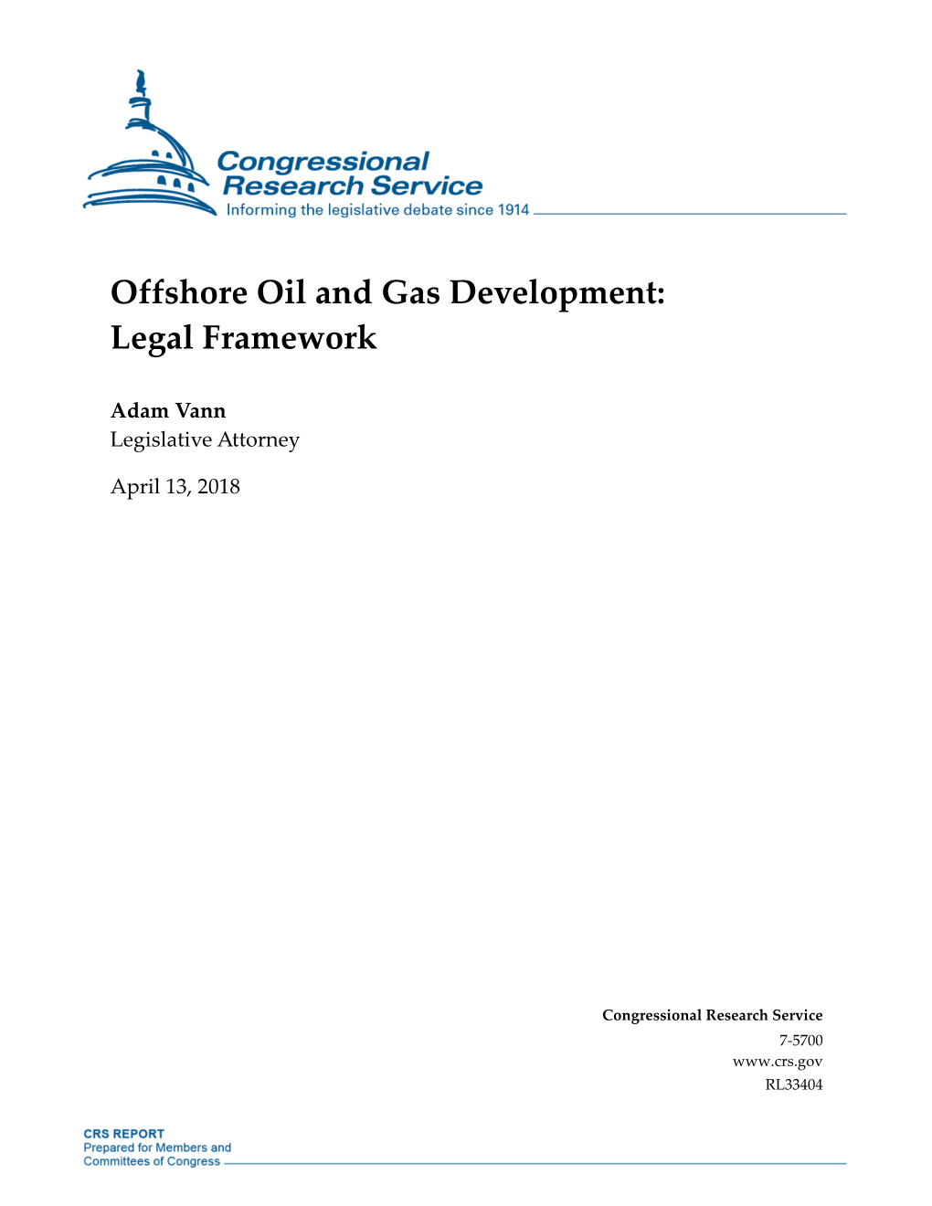 Offshore Oil and Gas Development: Legal Framework