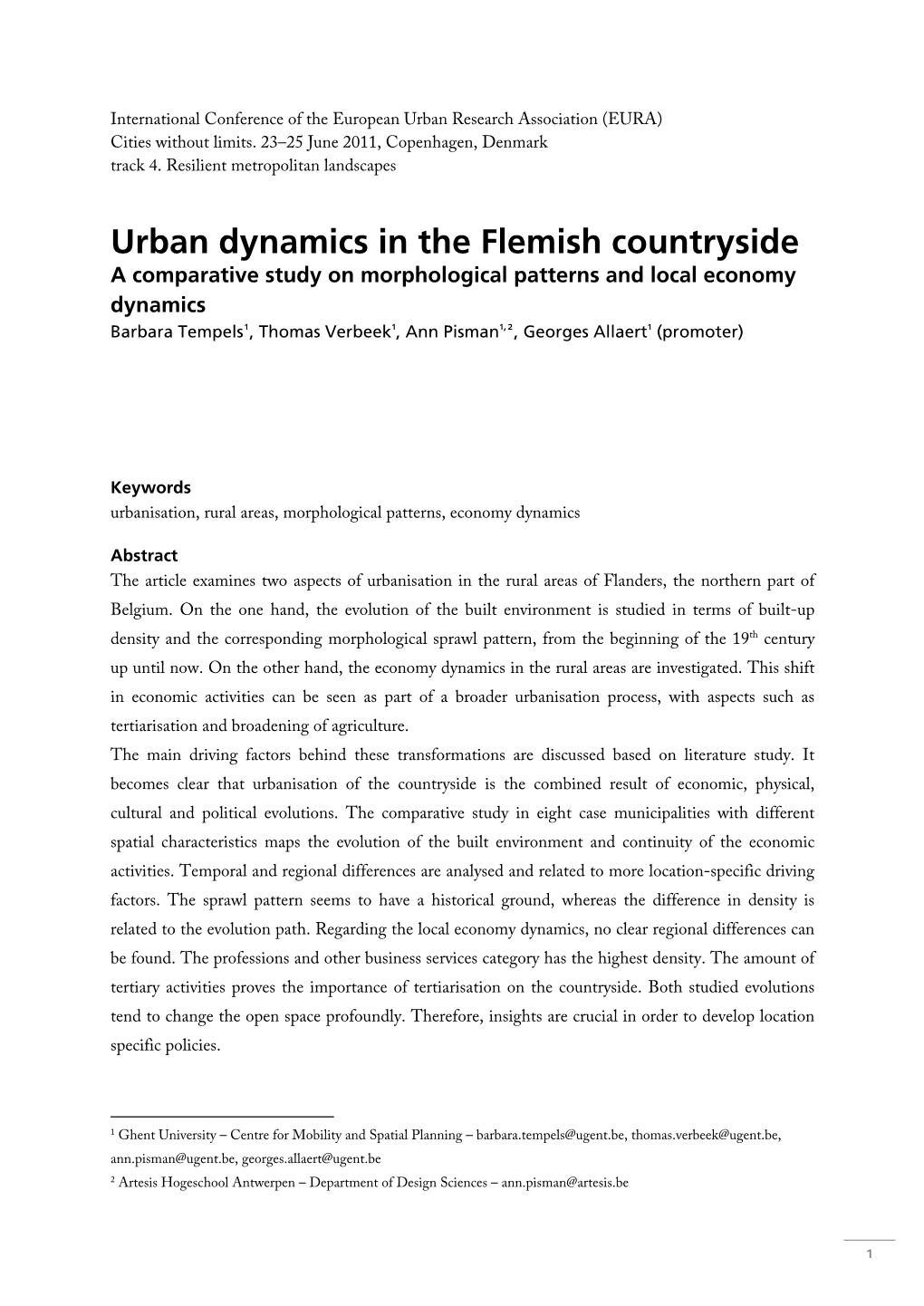 Urban Dynamics in the Flemish Countryside