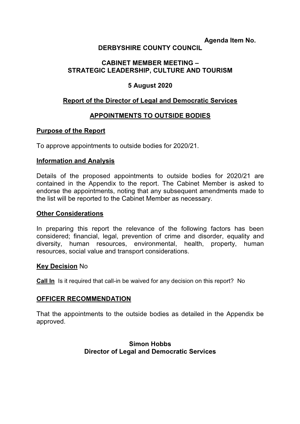 Appointments to Outside Bodies PDF 514 KB