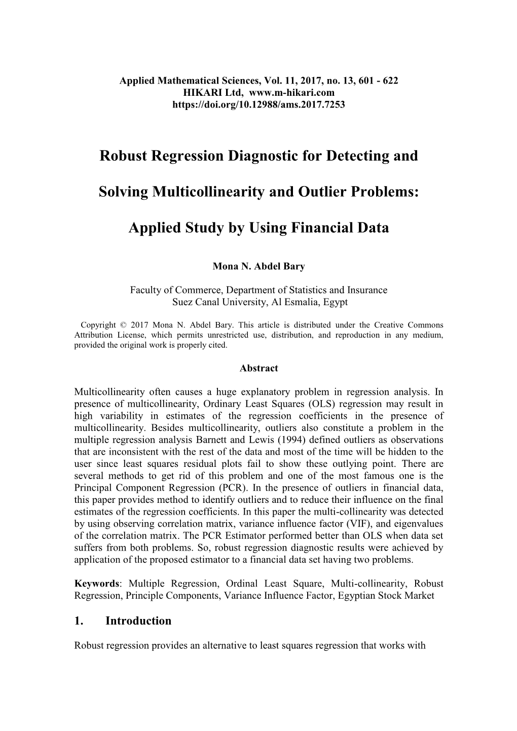 Robust Regression Diagnostic for Detecting and Solving