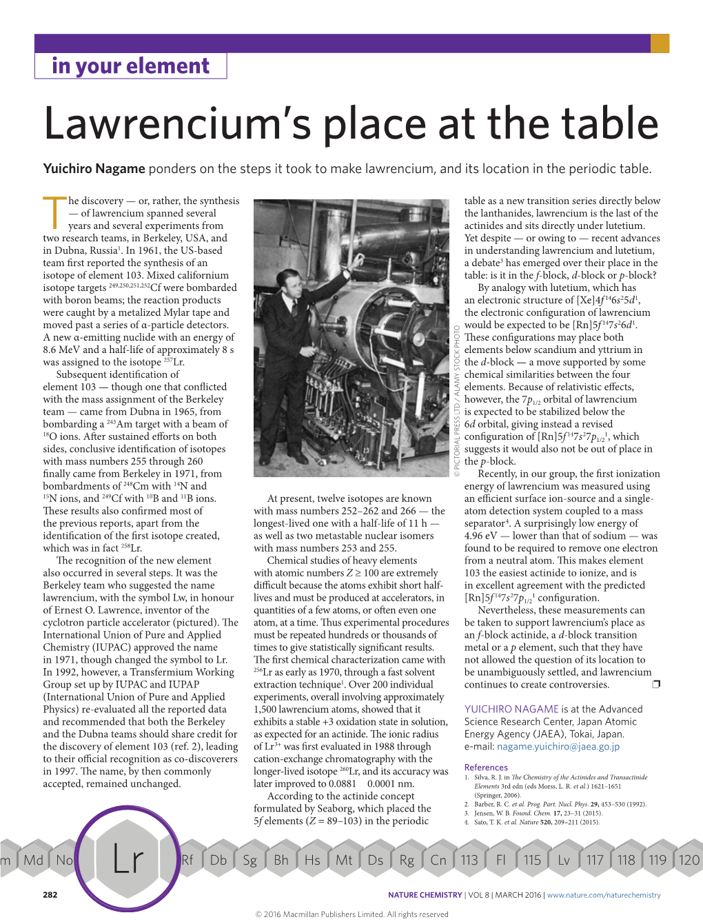 Lawrencium's Place at the Table