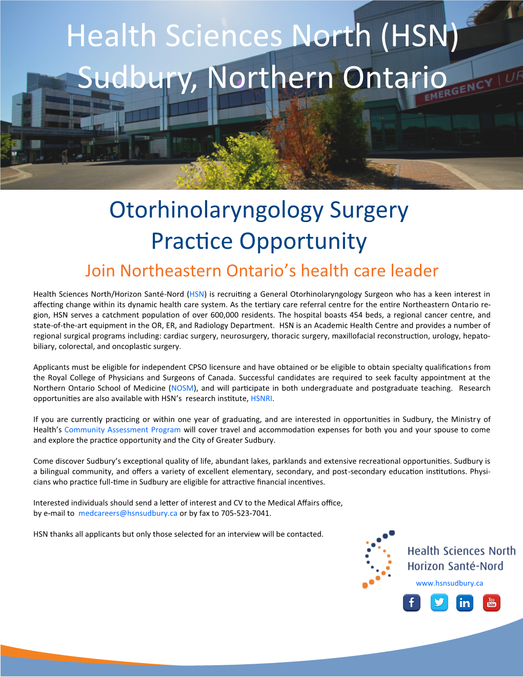 Health Sciences North (HSN) Sudbury, Northern Ontario