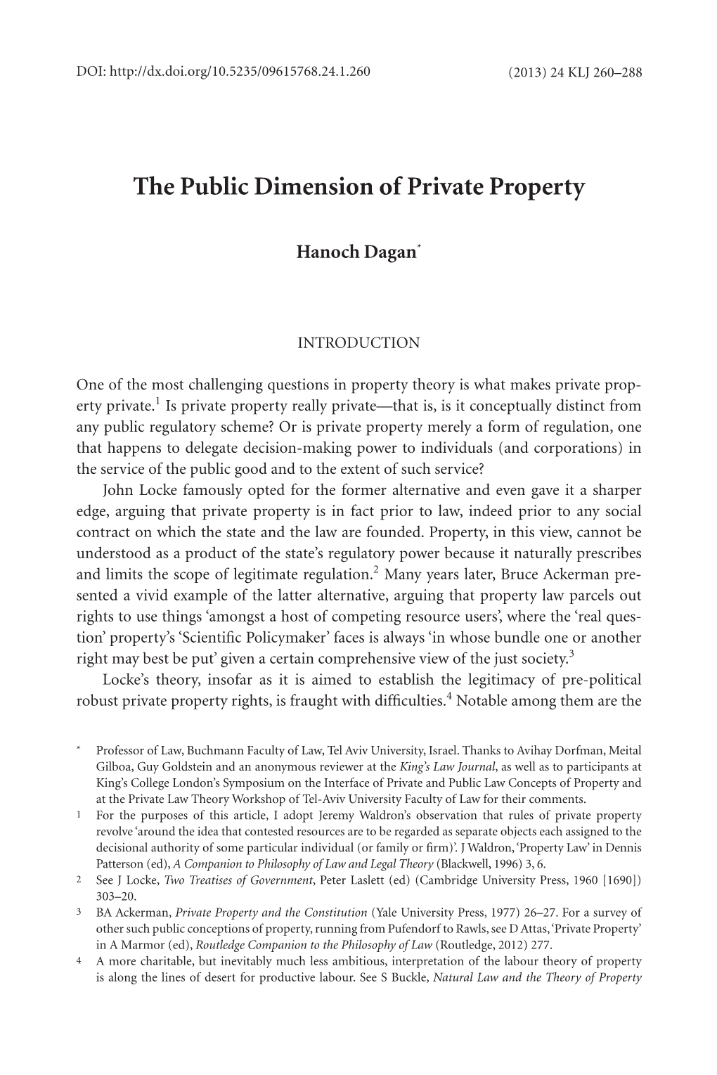 The Public Dimension of Private Property