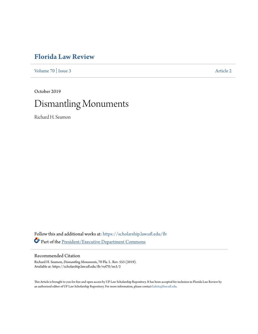 Dismantling Monuments Richard H