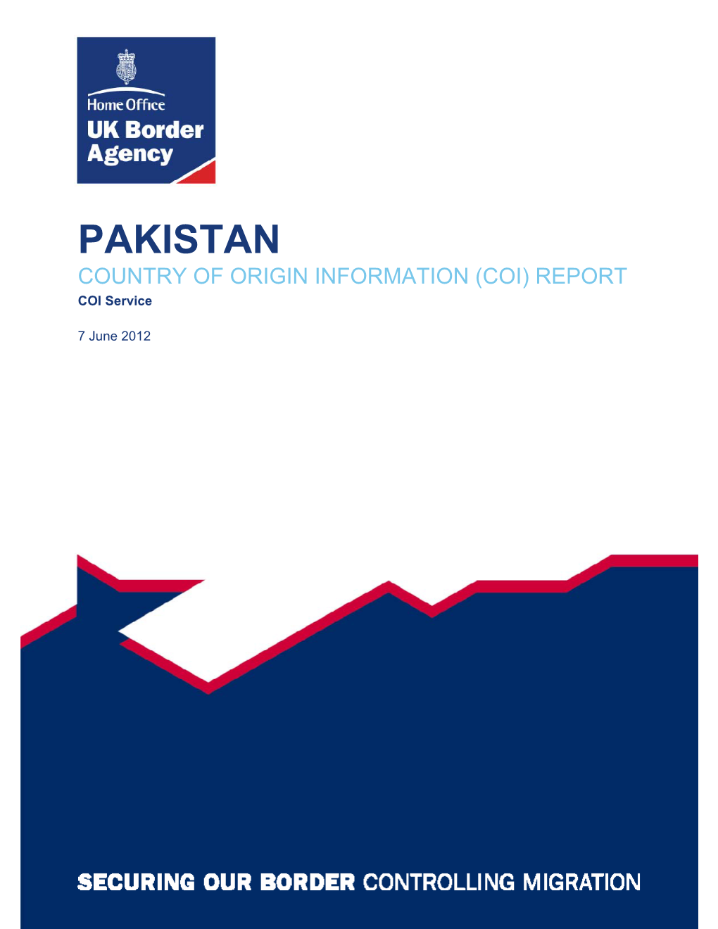 PAKISTAN COUNTRY of ORIGIN INFORMATION (COI) REPORT COI Service