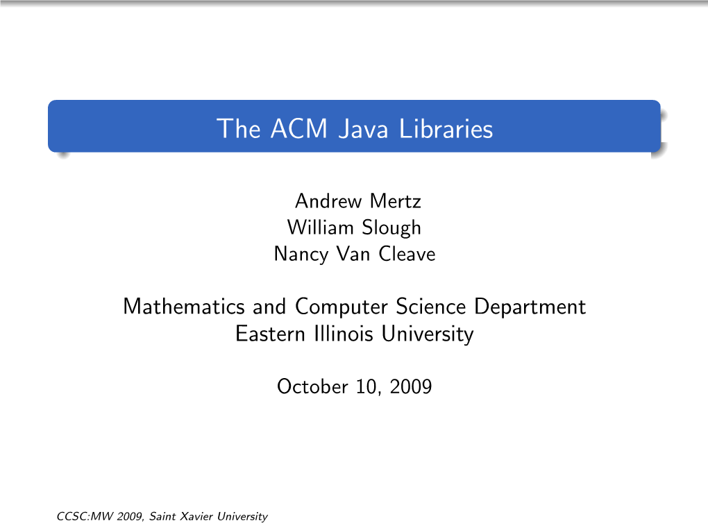 The ACM Java Libraries