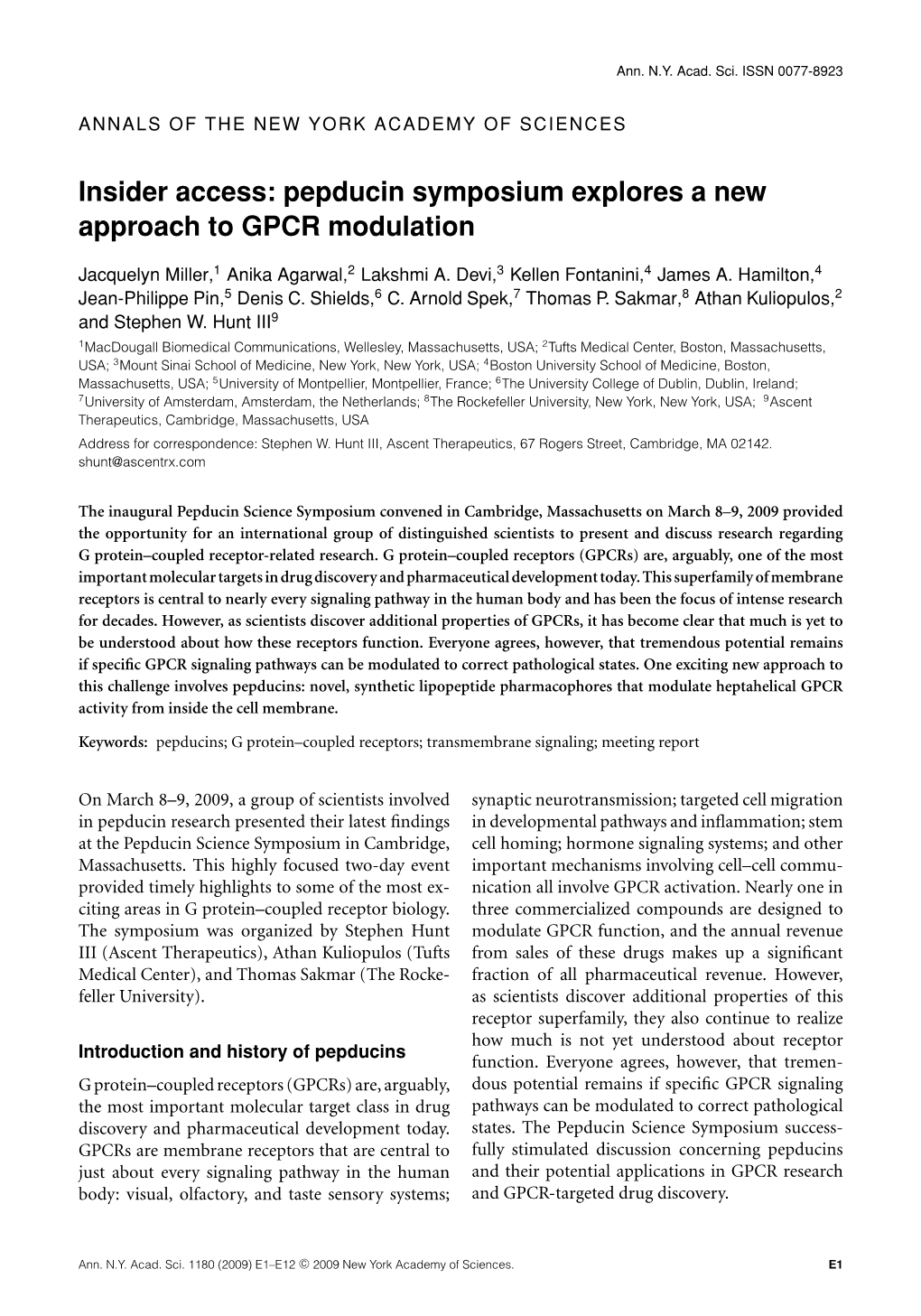 Pepducin Symposium Explores a New Approach to GPCR Modulation