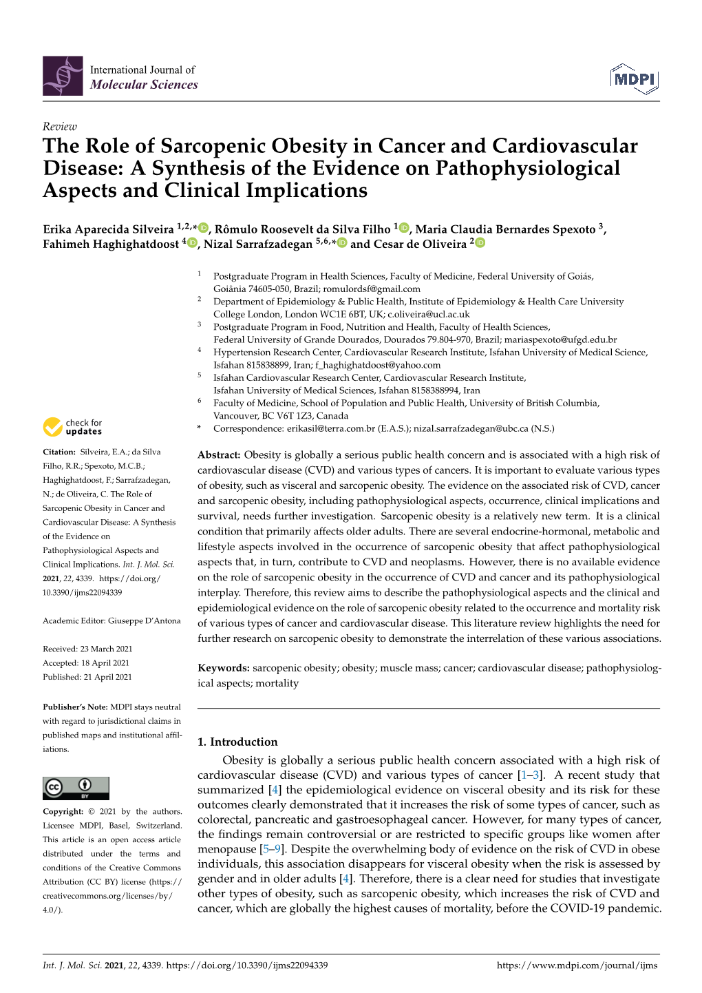 The Role of Sarcopenic Obesity in Cancer and Cardiovascular Disease: a Synthesis of the Evidence on Pathophysiological Aspects and Clinical Implications