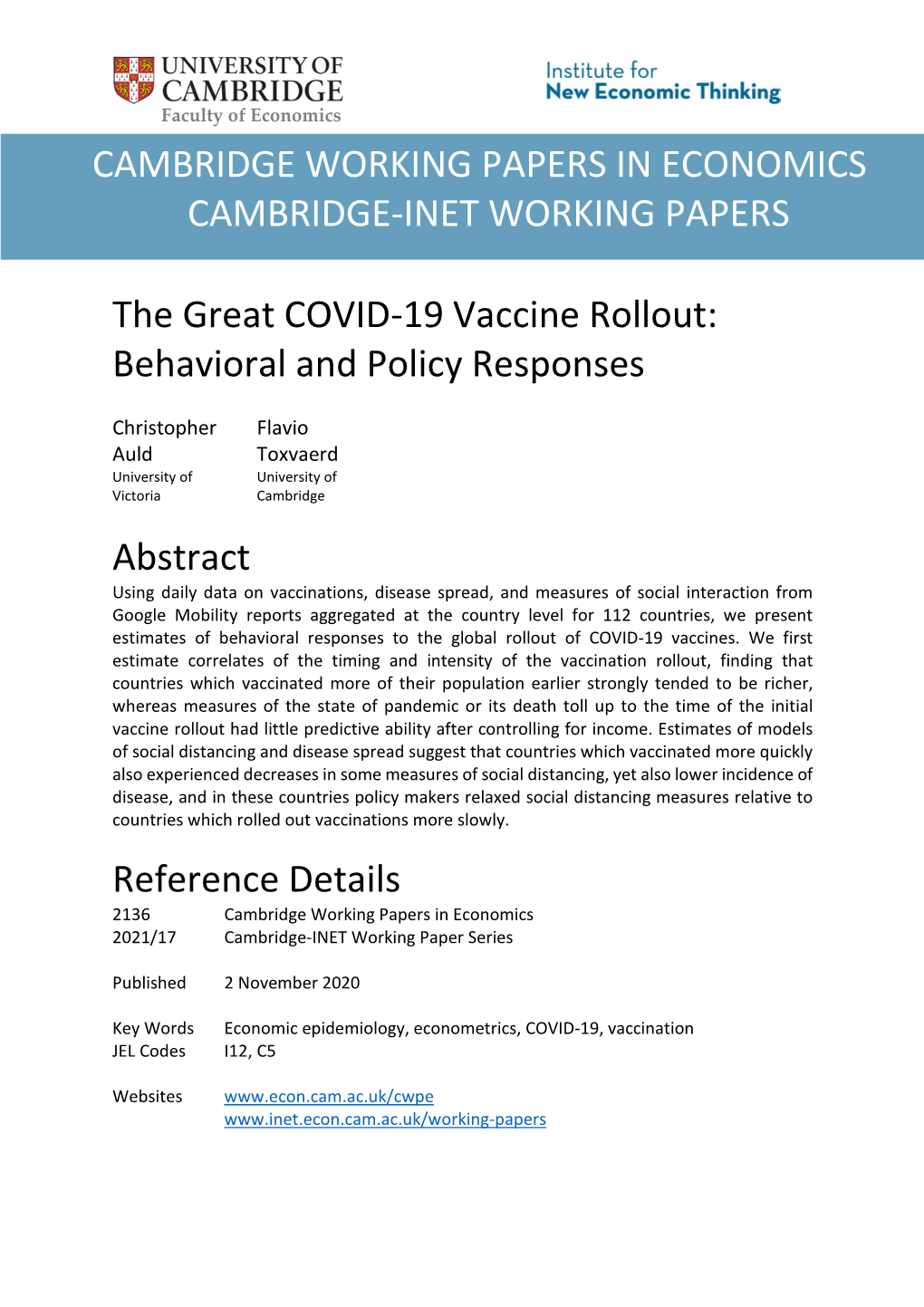 Behavioral and Policy Responses