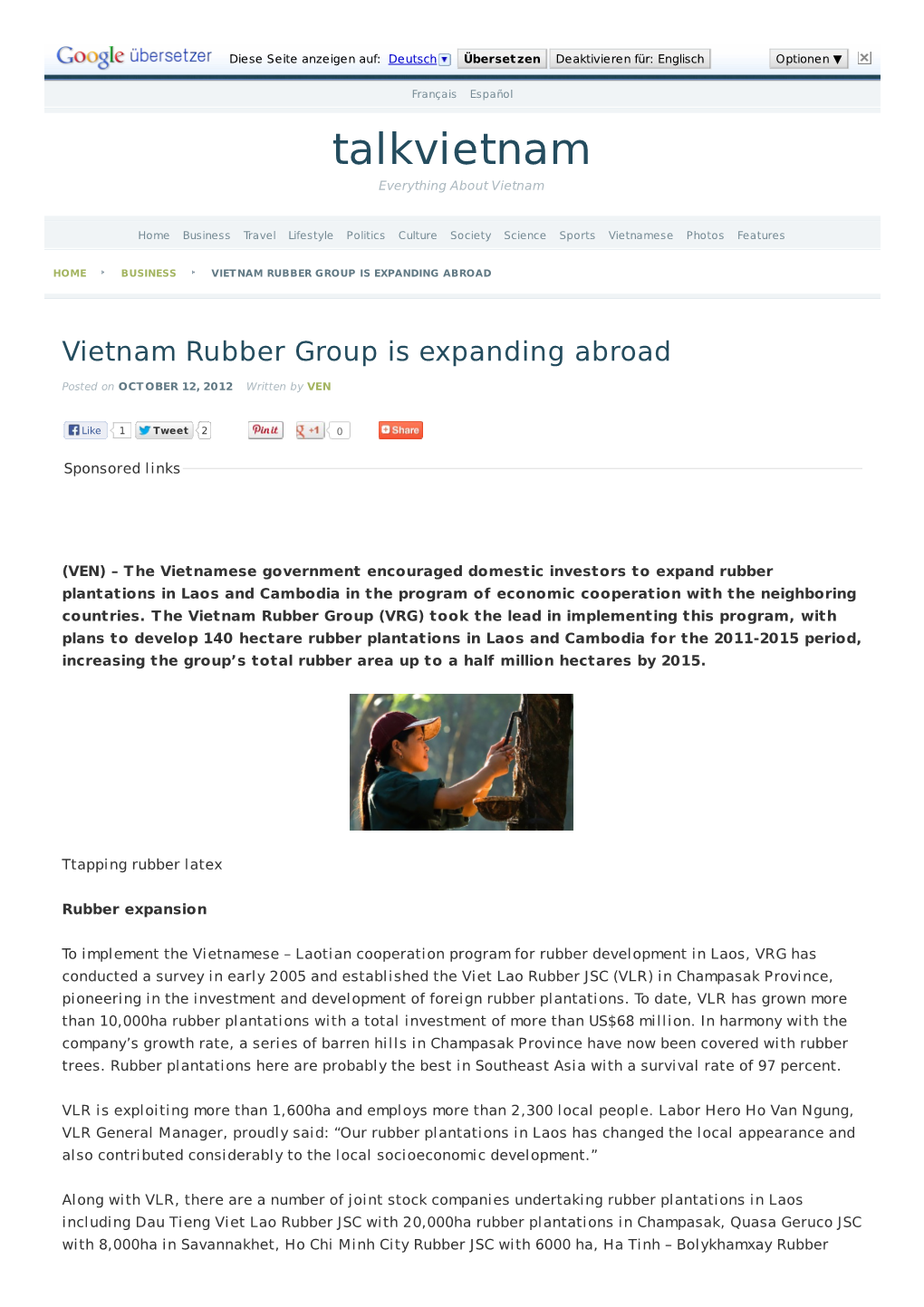 Vietnam Rubber Group Is Expanding Abroad