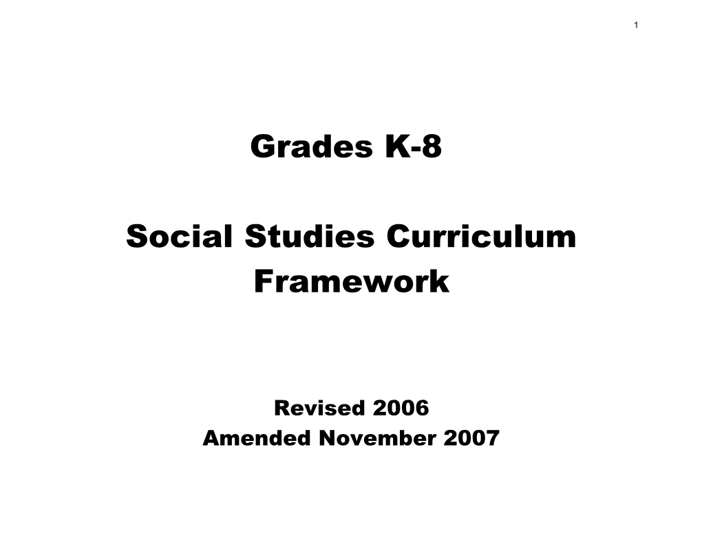 Social Studies Curriculum Framework